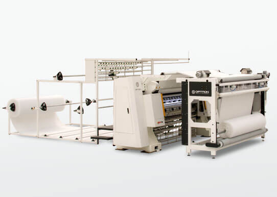 Máquina industrial textil con cosido de doble punto y cadeneta